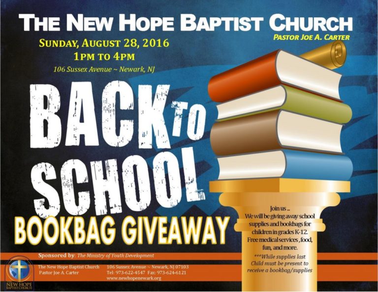 The New Hope Baptist Church Back to School Book Bag Giveaway The New